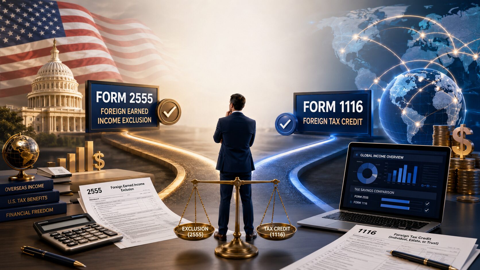 Foreign Earned Income: Choosing Between the Exclusion (Form 2555) and the Foreign Tax Credit (Form 1116)