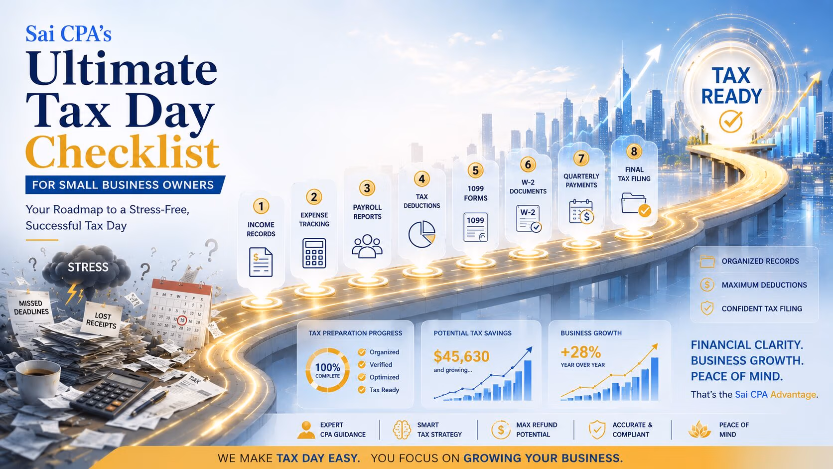Sai CPA’s Ultimate Tax Day Checklist for Small Business Owners